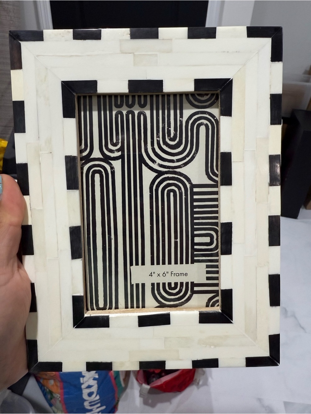 Black and White Inlay Picture Frame -